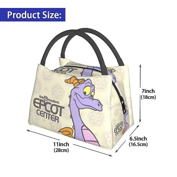 EPCOT Retro Insulated Lunch Bag Smiling Figment Beige Disney Imagination NWOT - Picture 6 of 8